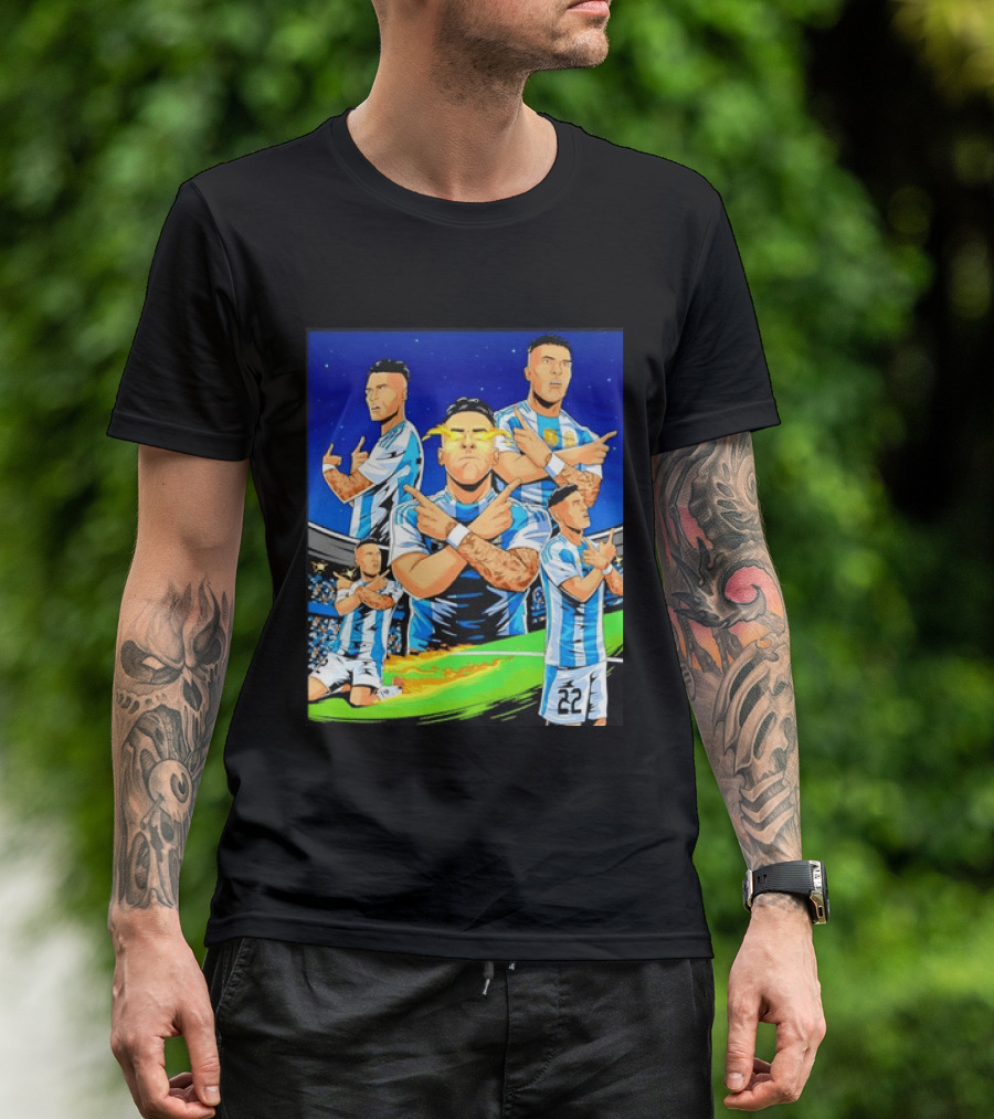 Lautaro Martinez Argentina National Team Collage Soccer Star Celebration T-Shirt