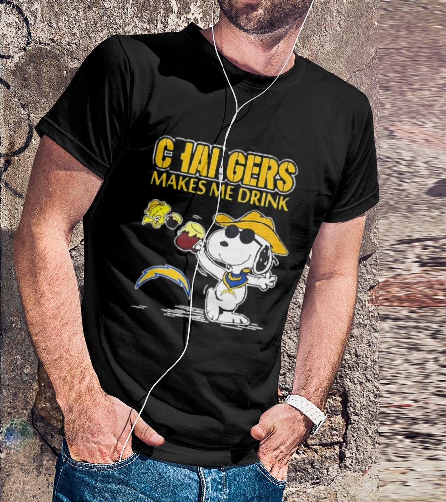 Snoopy Drinking Beer Chargers Makes Me Drink T-Shirt