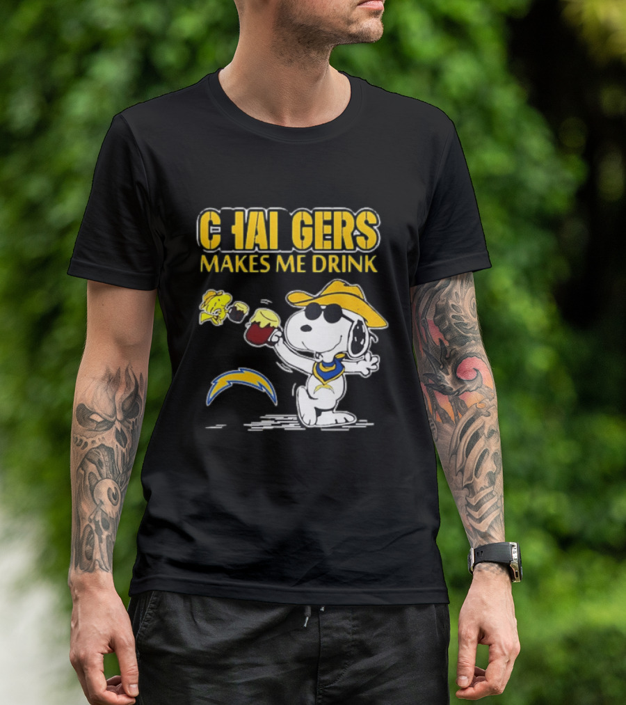 Snoopy Drinking Beer Chargers Makes Me Drink T-Shirt