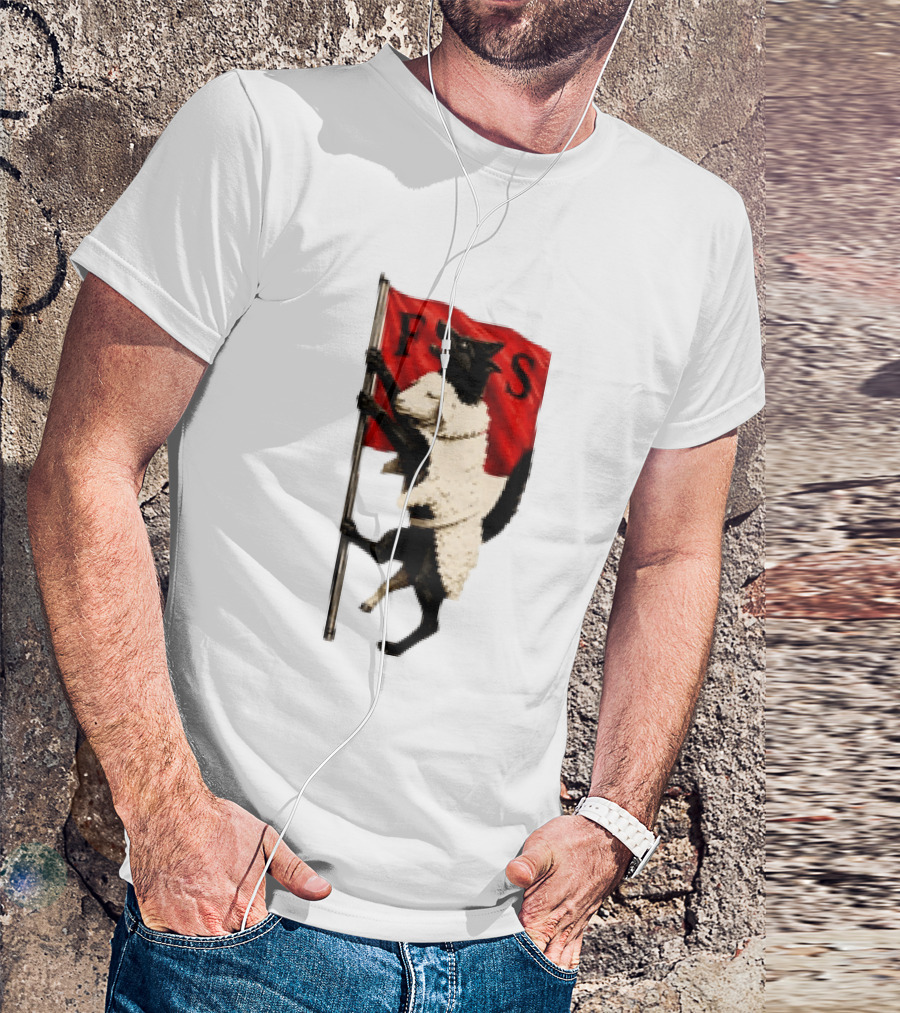 FS Black Cat Carrying Lamb Red Flag T-Shirt