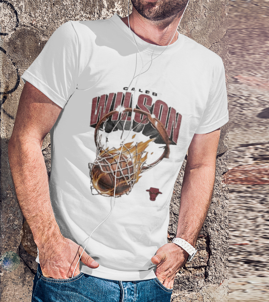 Caleb Wilson Chicago Bulls Basketball On Fire T-Shirt