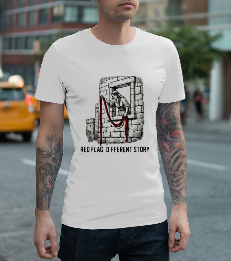 Red Flag Different Story Rahab Joshua 2 Biblical Scene T-Shirt