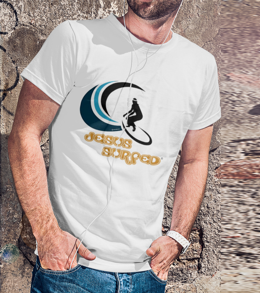 Jesus Surfed Christianity Faith Surfing T-Shirt