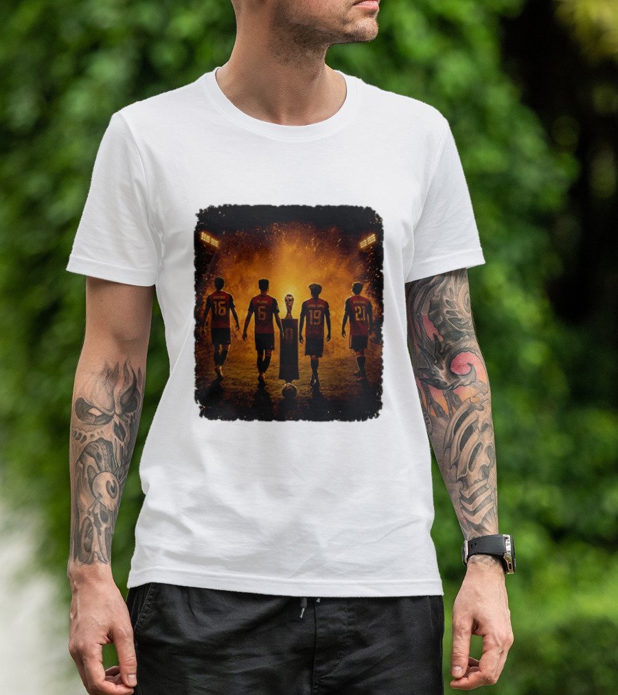 Spain National Football Team Rodrigo Merino Lamine Yamal Oyarzabal Trophy 2026 T-Shirt