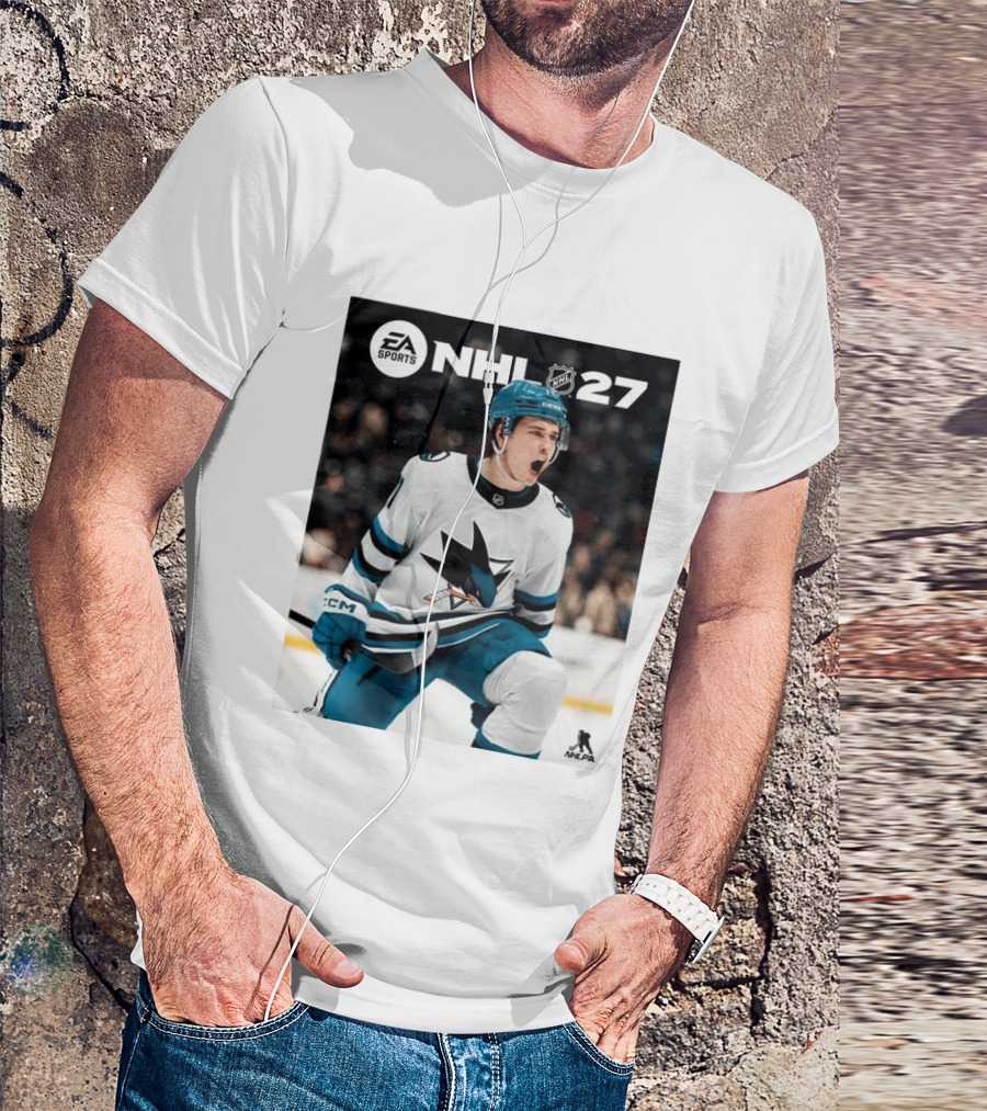 EA Sports NHL 27 Macklin Celebrini San Jose Sharks Cover Athlete NHLPA T-Shirt