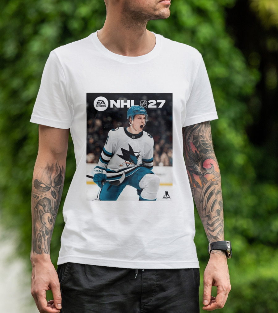 EA Sports NHL 27 Macklin Celebrini San Jose Sharks Cover Athlete NHLPA T-Shirt