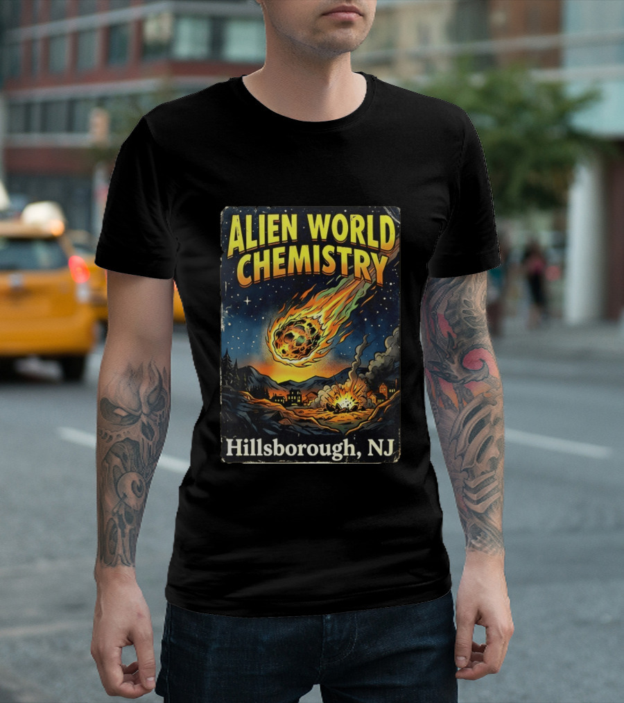 Alien World Chemistry Meteorite Hillsborough NJ Explosion T-Shirt