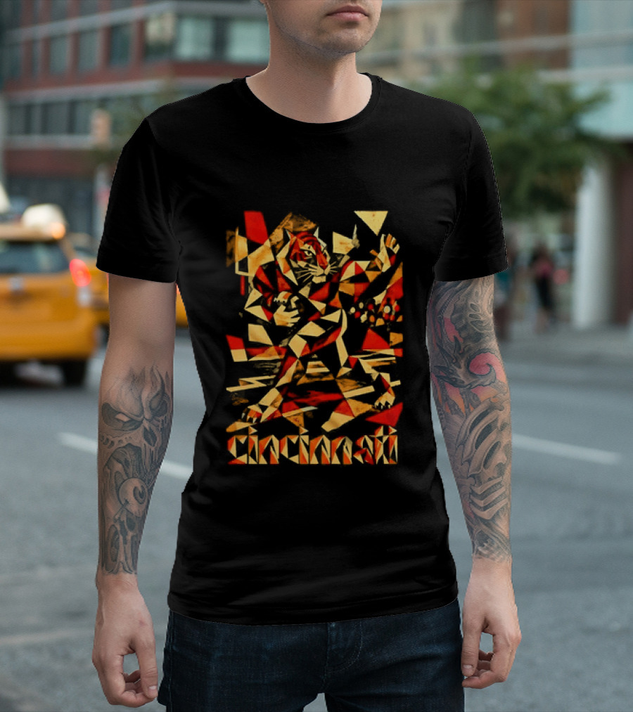Bengals Tiger Running With Football Cincinnati T-Shirt