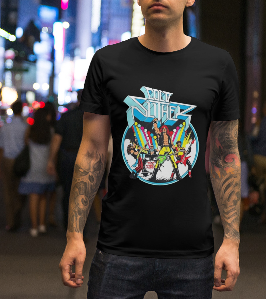 Cold Slither Band Members Rocking Live Performance Retro Vibes T-Shirt
