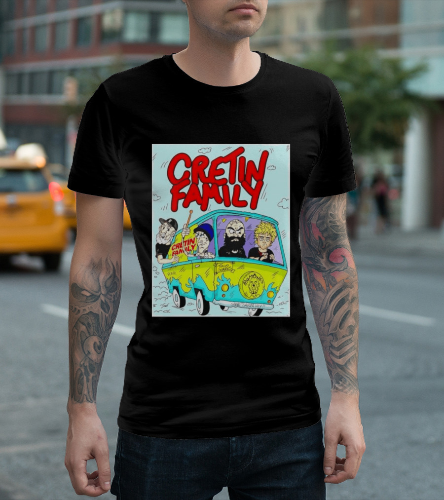 Cretin Family Punk Ramones Gabba Gabba Hey Van Cartoon T-Shirt