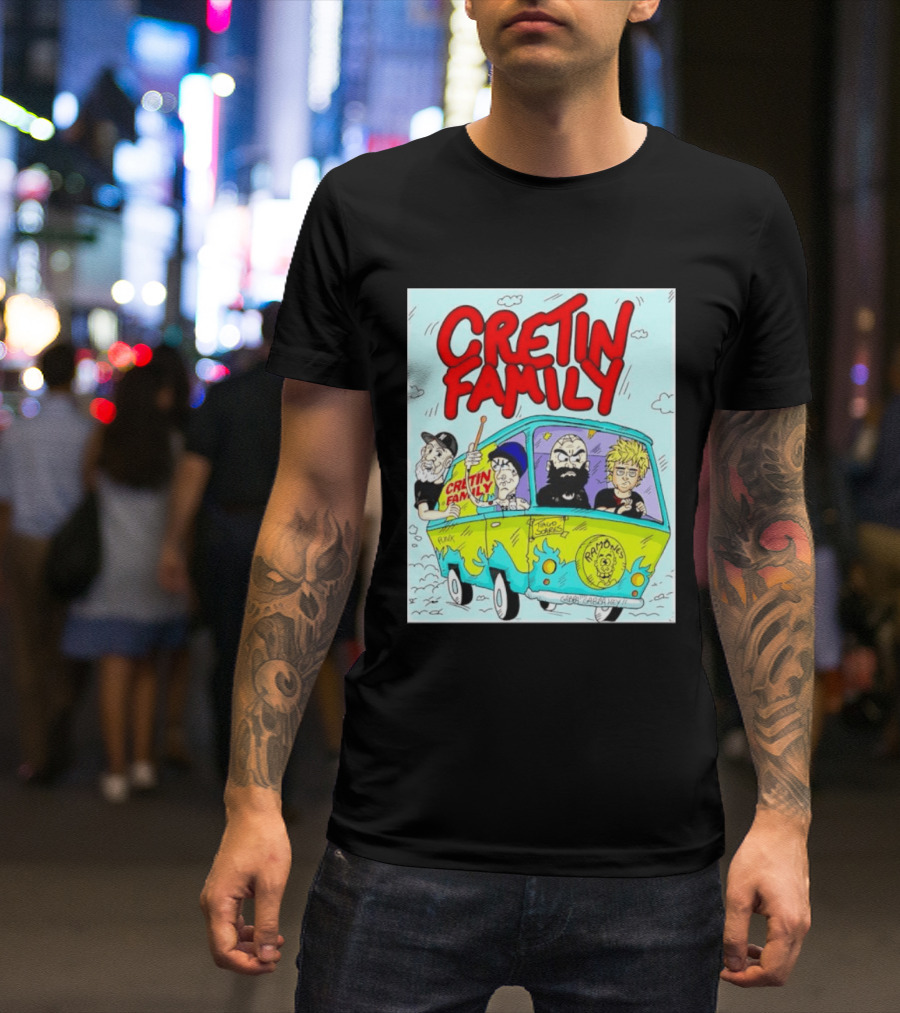 Cretin Family Punk Ramones Gabba Gabba Hey Van Cartoon T-Shirt