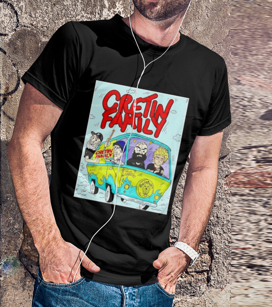 Cretin Family Punk Ramones Gabba Gabba Hey Van Cartoon T-Shirt