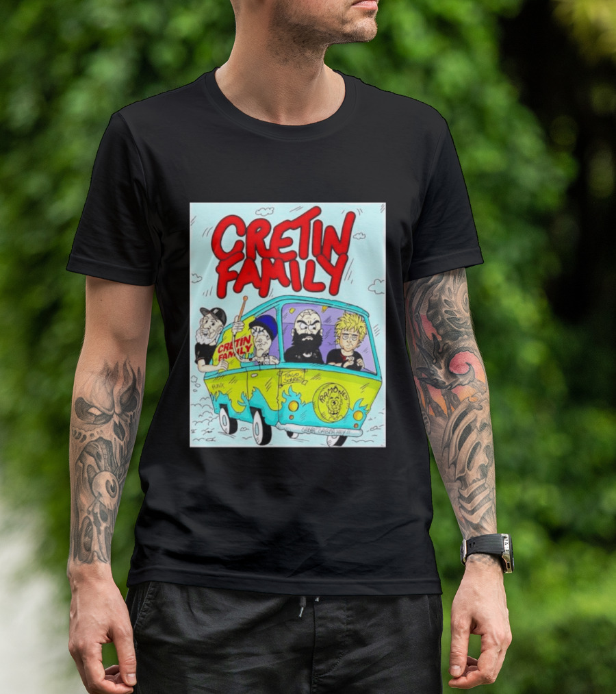 Cretin Family Punk Ramones Gabba Gabba Hey Van Cartoon T-Shirt