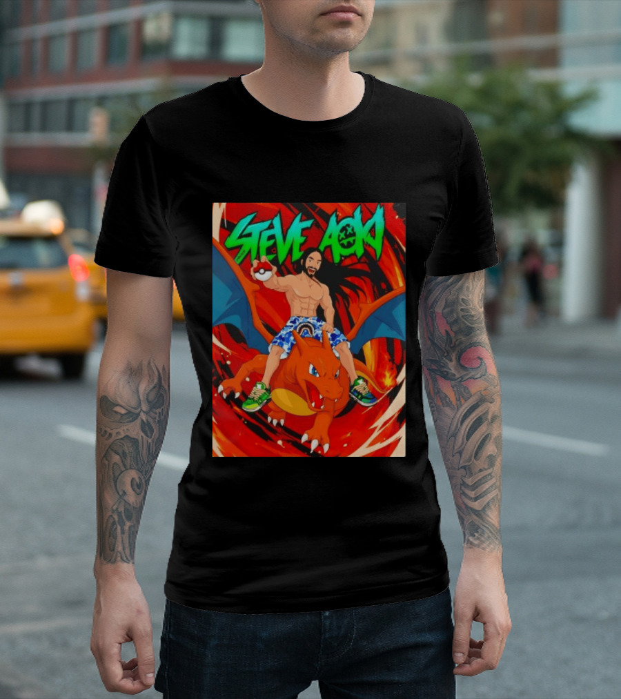 Steve Aoki Pokémon Charizard Adventure T-Shirt