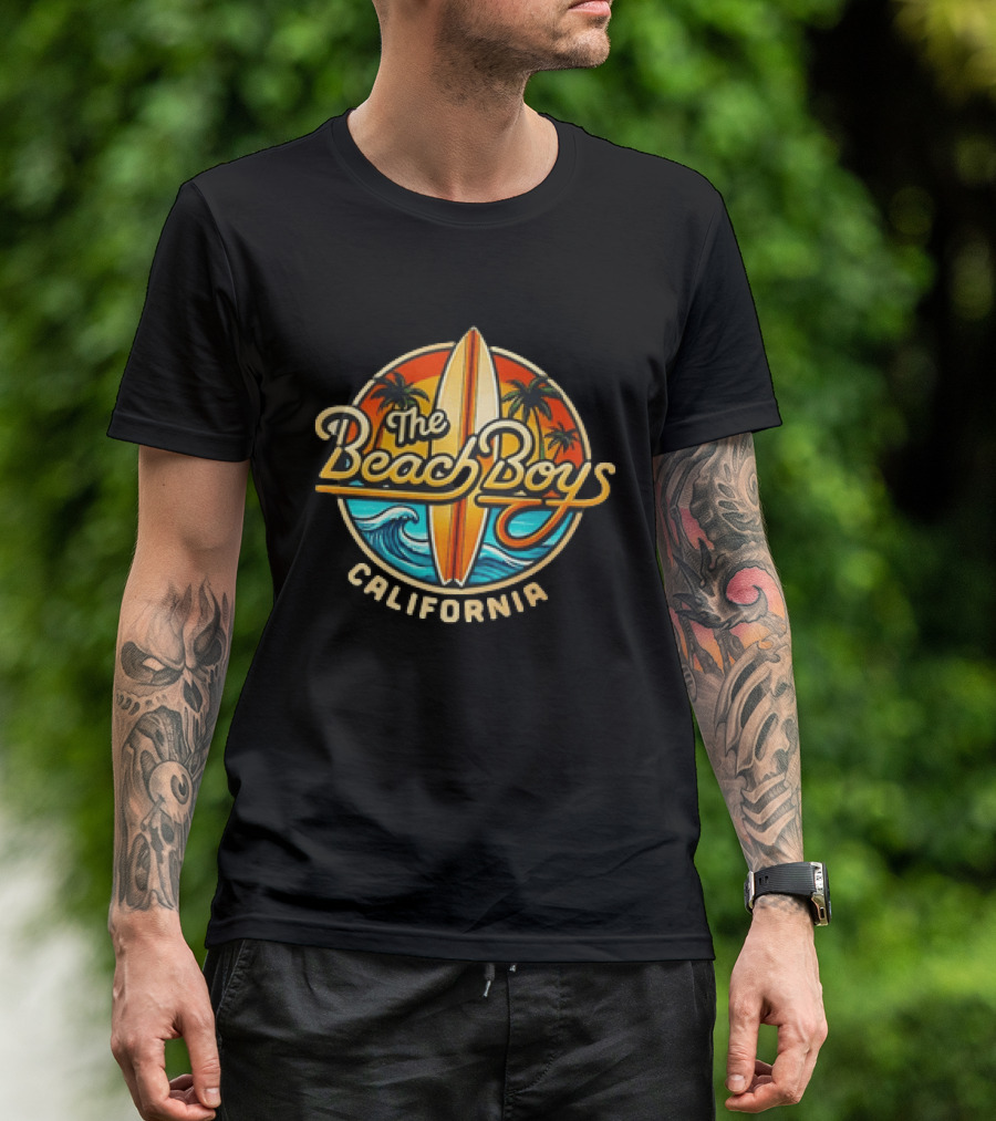 The Beach Boys California Surfboard Palm Trees Ocean Wave T-Shirt
