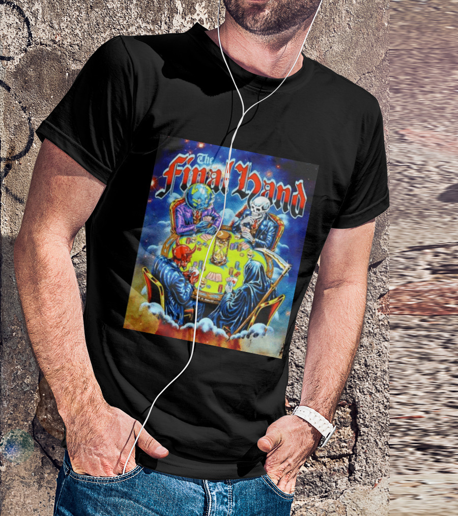 The Final Hand Poker Game Skeleton Grim Reaper Skull Players Atmosphere T-Shirt