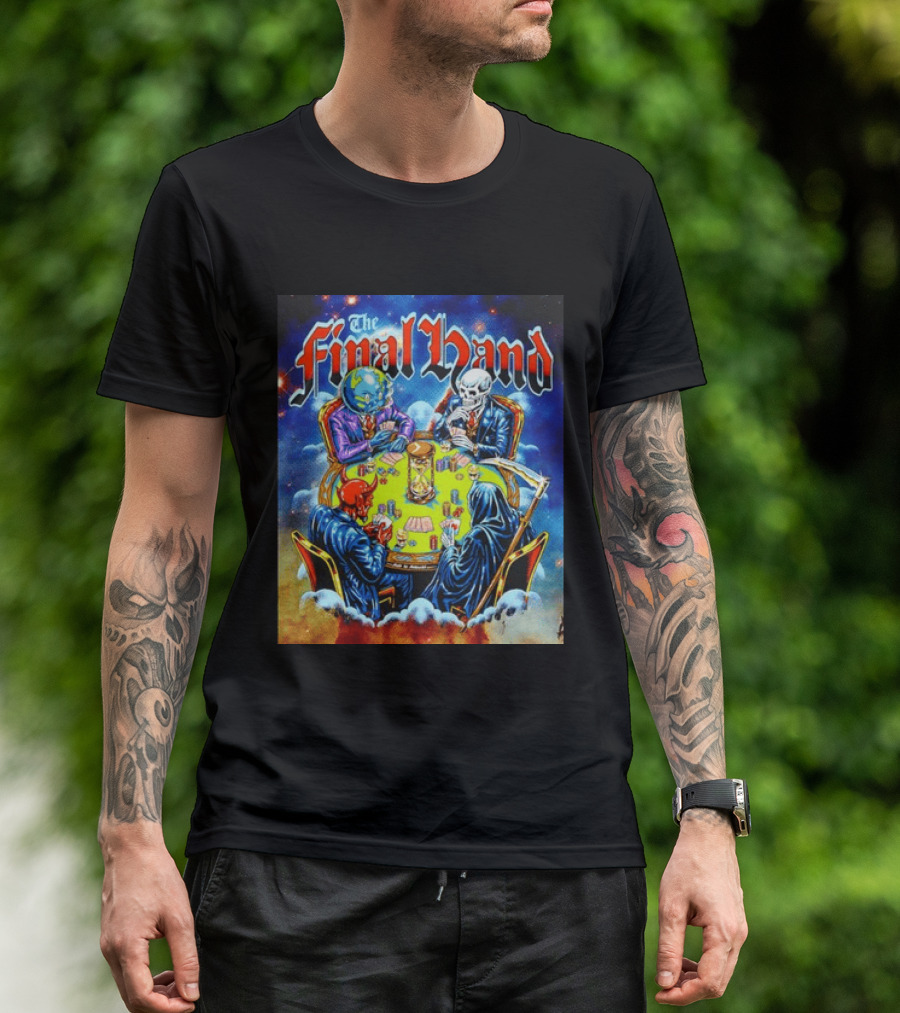 The Final Hand Poker Game Skeleton Grim Reaper Skull Players Atmosphere T-Shirt