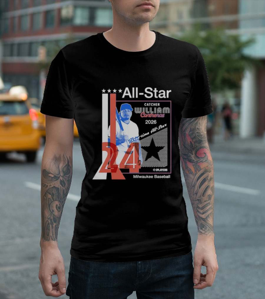 All Star Catcher William Contreras Milwaukee Baseball 2026 24 Three Time T-Shirt
