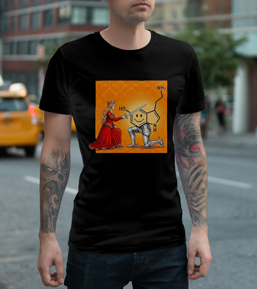 Sir Otonin Serotonin Molecule Knight Queen Chemistry T-Shirt
