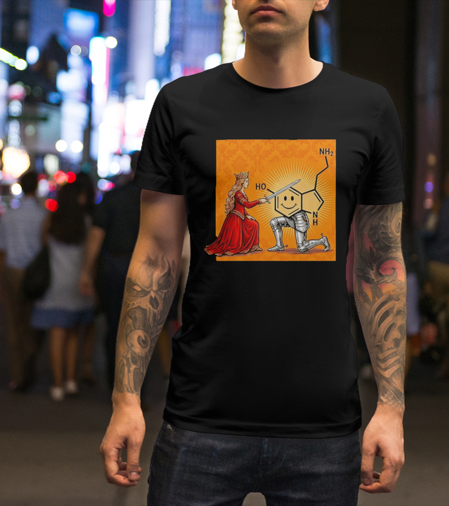 Sir Otonin Serotonin Molecule Knight Queen Chemistry T-Shirt