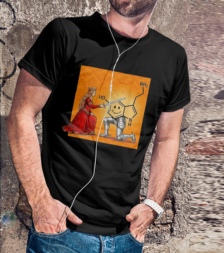 Sir Otonin Serotonin Molecule Knight Queen Chemistry T-Shirt