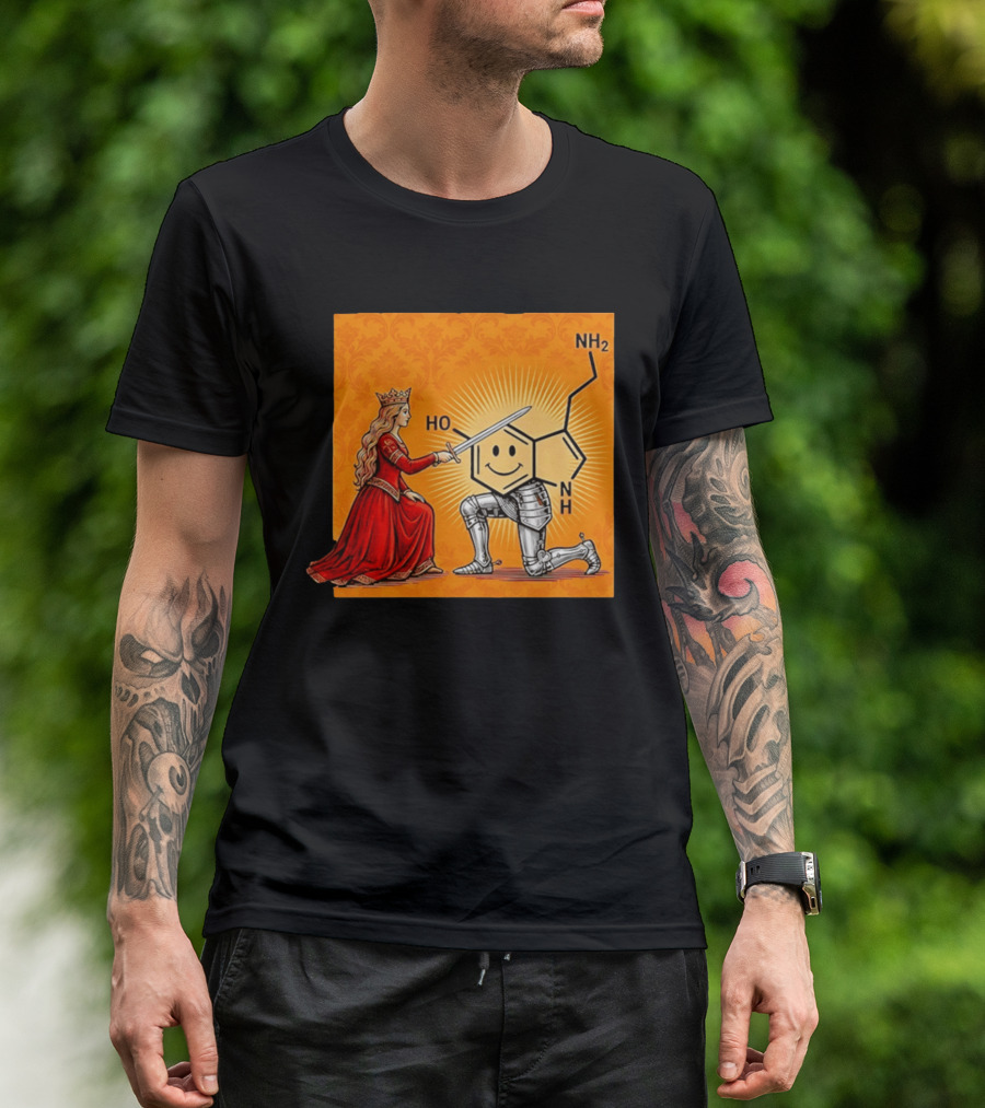 Sir Otonin Serotonin Molecule Knight Queen Chemistry T-Shirt
