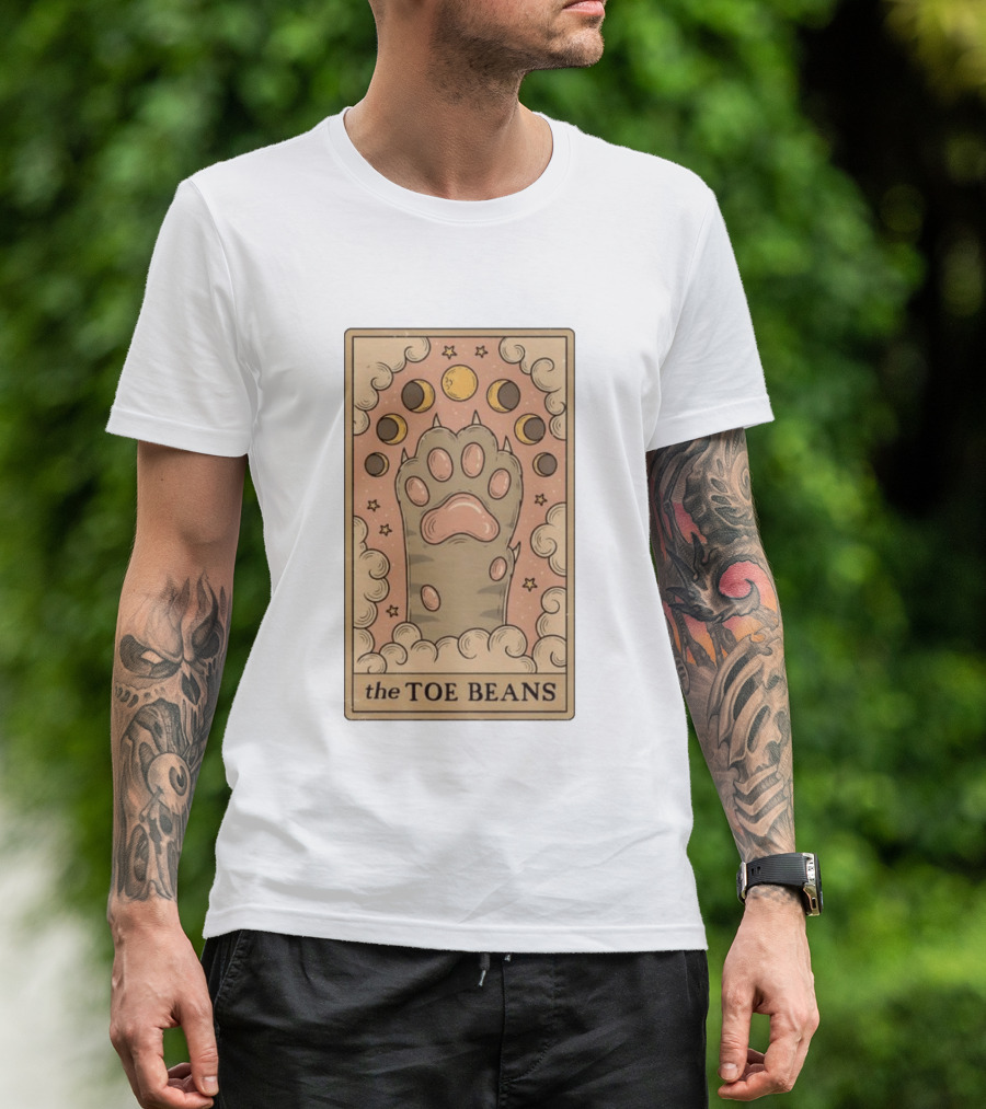 Cat Paw Toe Beans Tarot Moon Phases Card T-Shirt