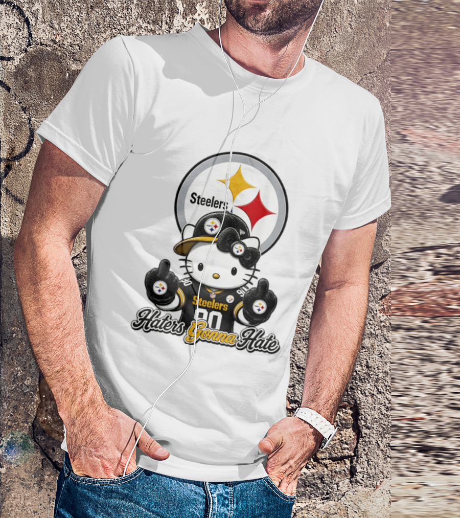 Hello Kitty Steelers Middle Finger Haters Gonna Hate T-Shirt