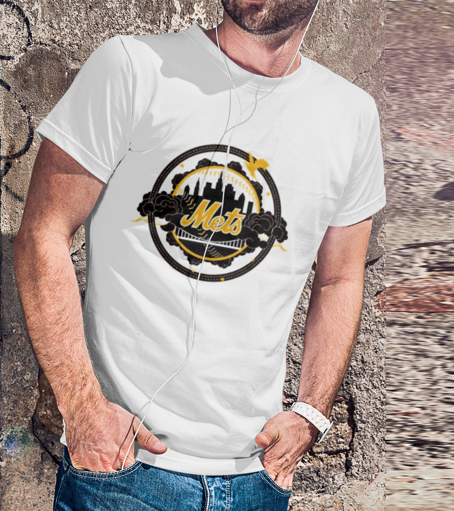 New York Mets MLB Skyline Baseball Bridge T-Shirt