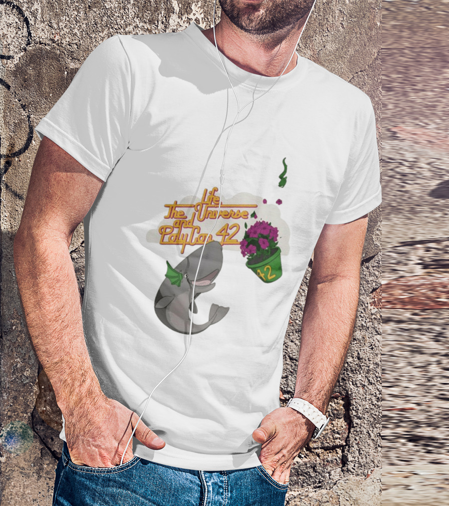 Life The Universe And Poly Con 42 Whale And Flowerpot T-Shirt