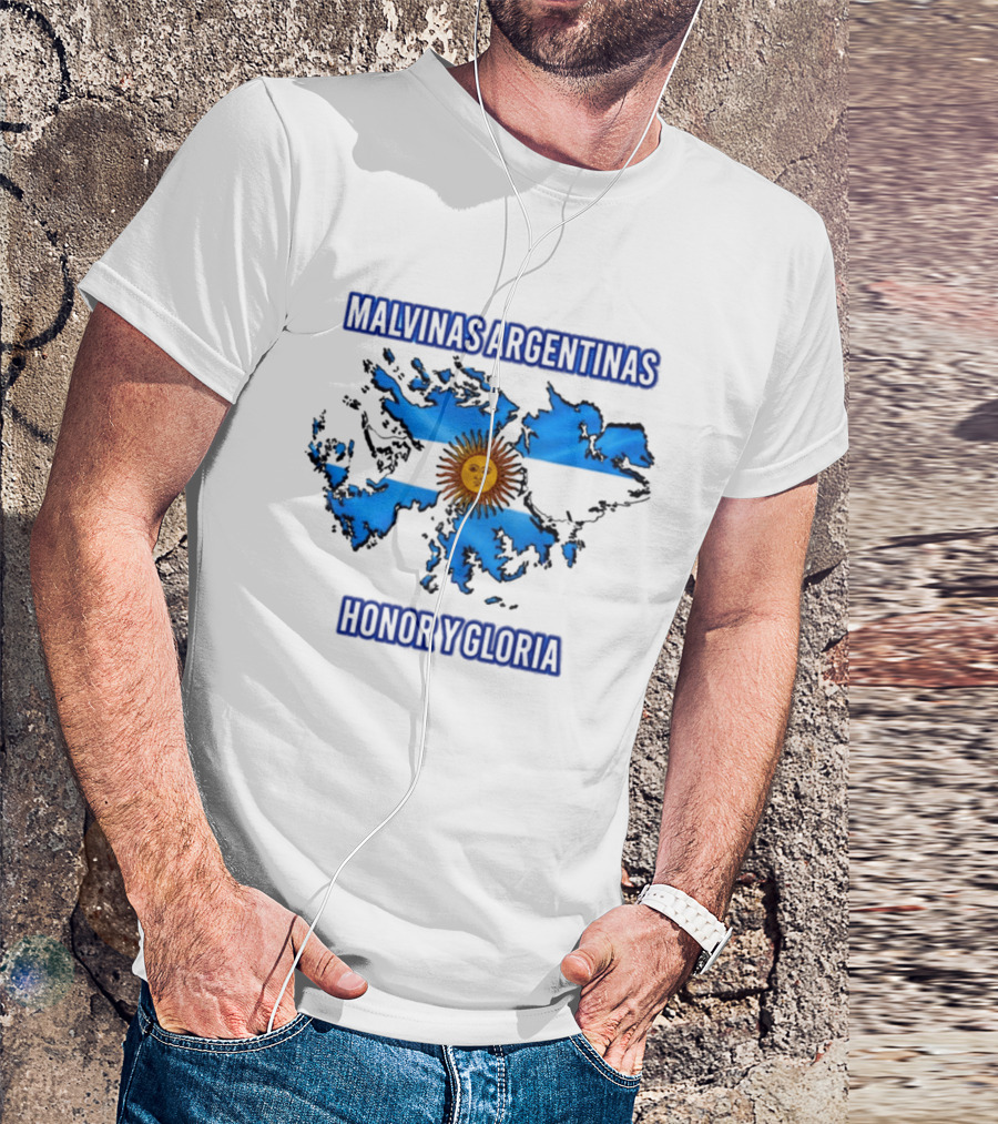 Malvinas Argentinas Honor Y Gloria Sun Symbol Map T-Shirt