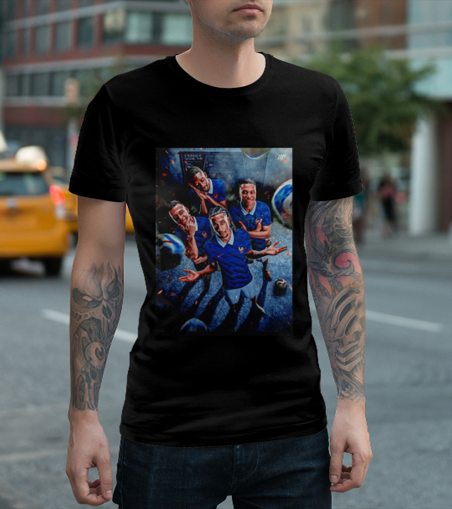 France National Team Players Collage Blue Jerseys Football Stars T-Shirt
