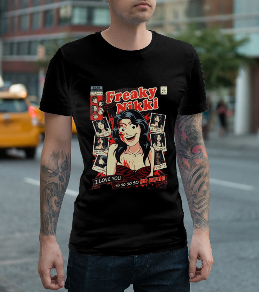 Freaky Nikki Bear Comics I Love You So So So So So Much Vintage Horror T-Shirt