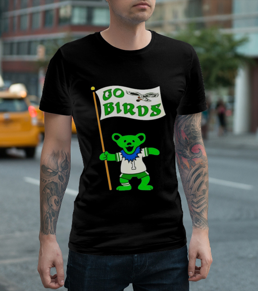 Grateful Dead Dancing Bear Philadelphia Eagles Go Birds Football T-Shirt