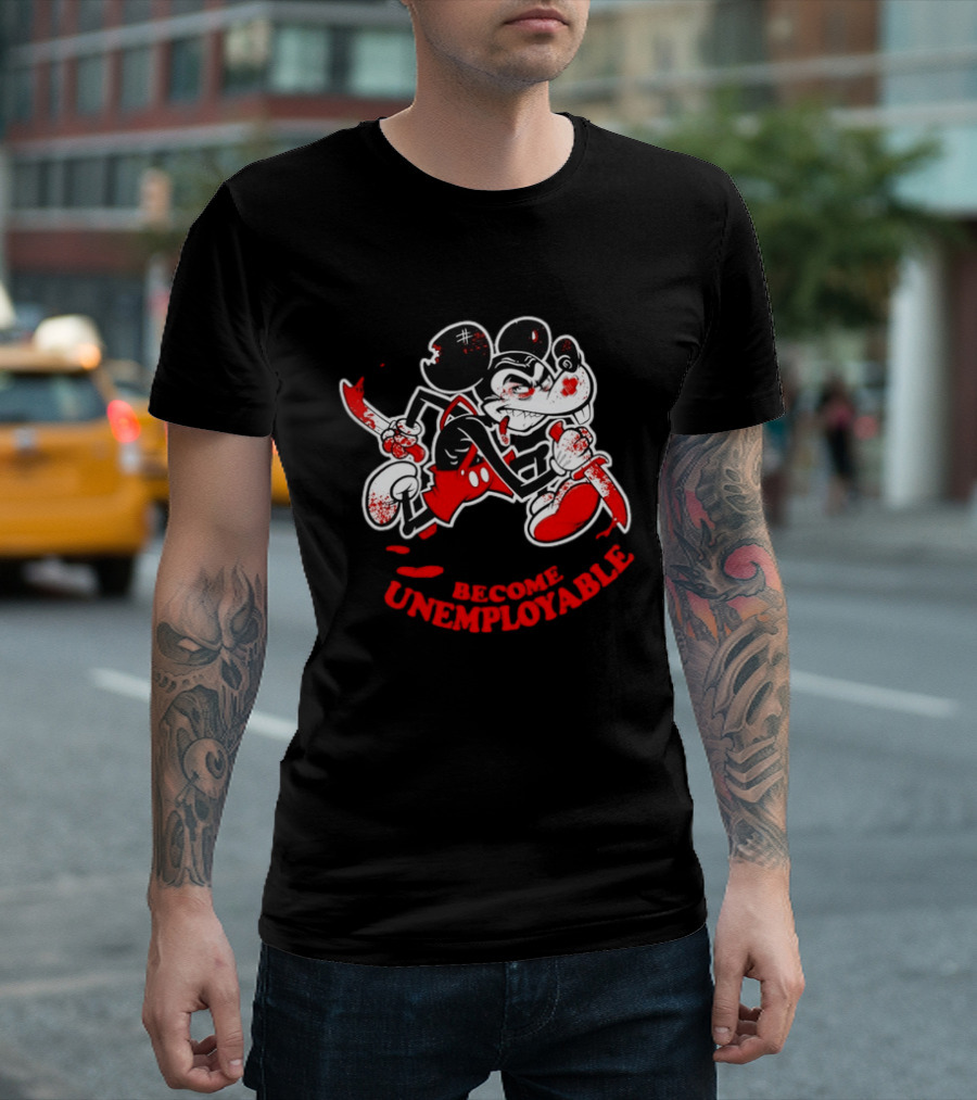 Horror Micket Become Unemployable Vintage Cartoon T-Shirt