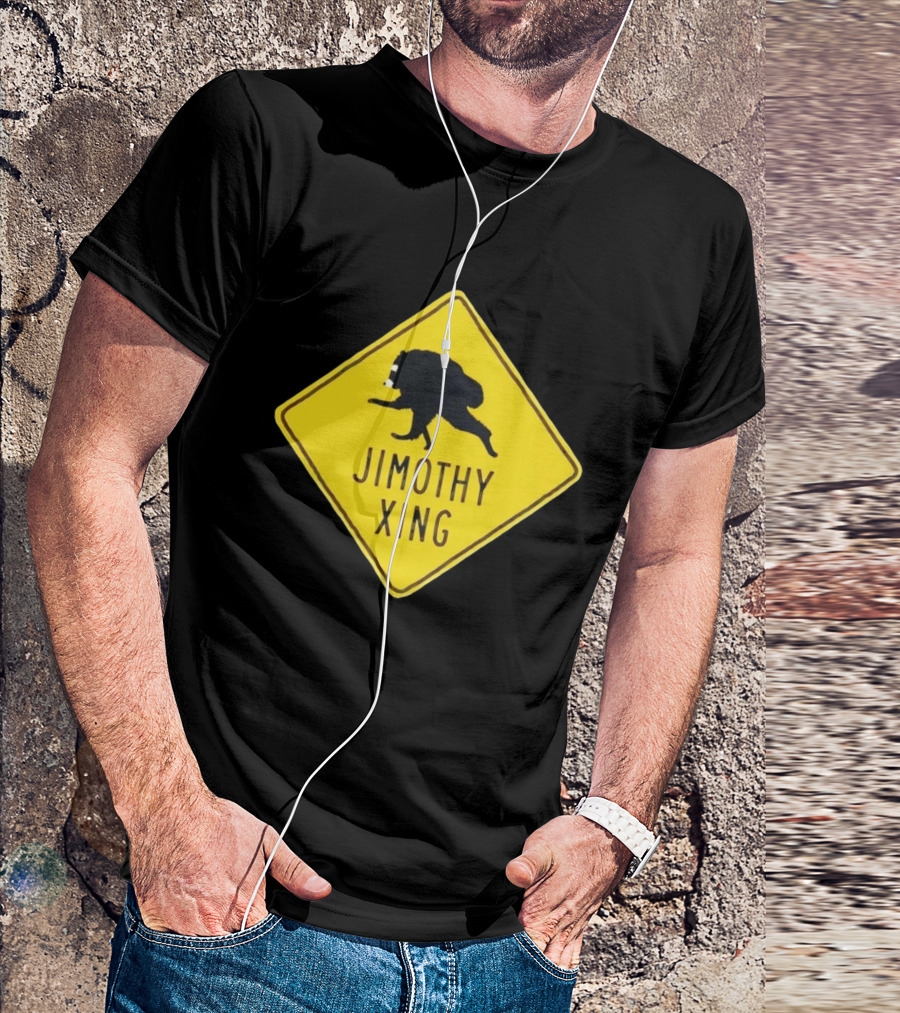 Jimothy Xing Raccoon Sign Crossing T-Shirt