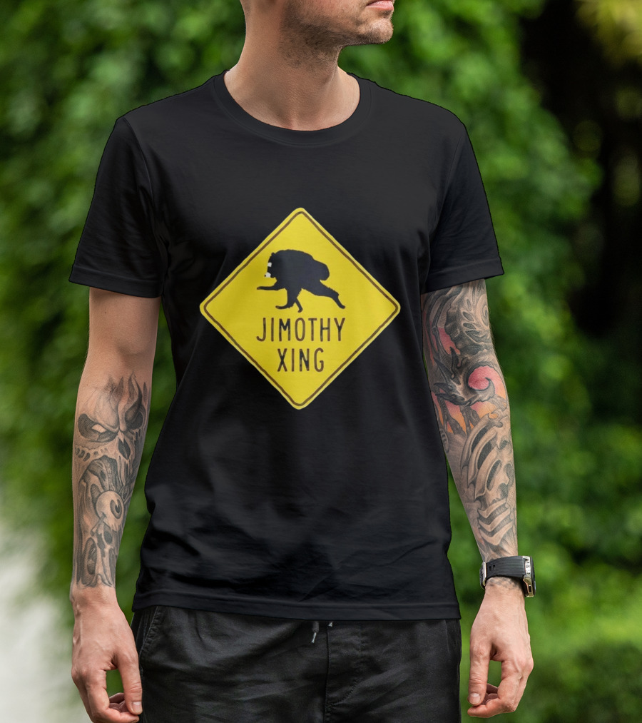 Jimothy Xing Raccoon Sign Crossing T-Shirt