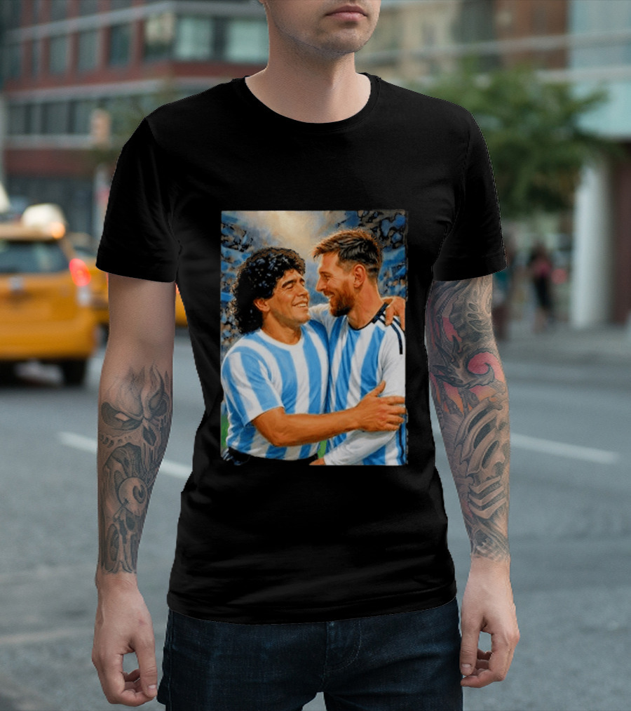 Lionel Messi Maradona Argentina Football Legends Digital T-Shirt