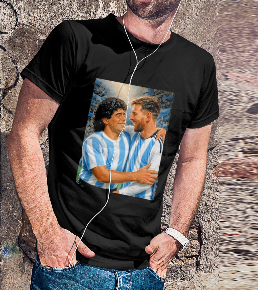 Lionel Messi Maradona Argentina Football Legends Digital T-Shirt