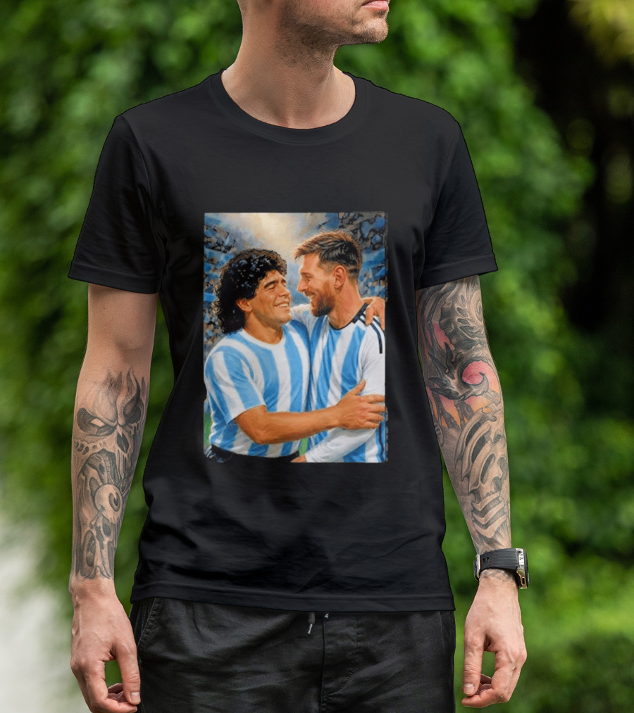 Lionel Messi Maradona Argentina Football Legends Digital T-Shirt