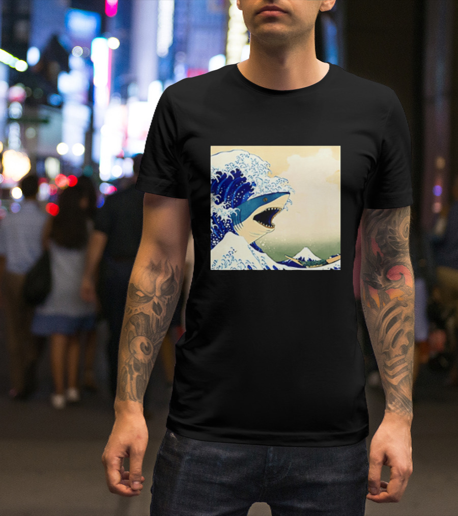 The Great Wave Off Kanagawa Sharks Fusion Art Japan Ukiyo E T-Shirt