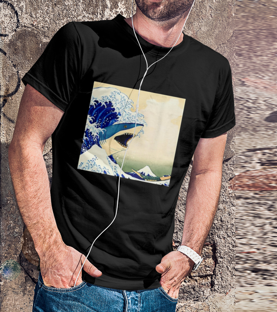 The Great Wave Off Kanagawa Sharks Fusion Art Japan Ukiyo E T-Shirt