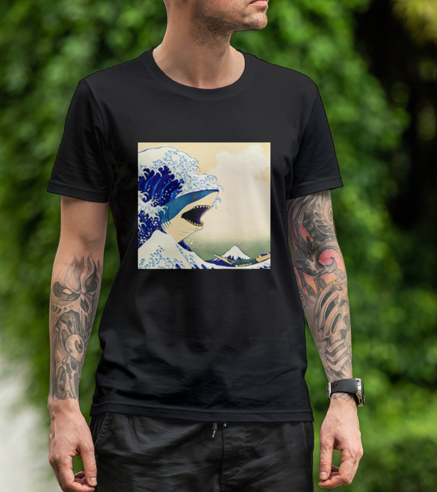 The Great Wave Off Kanagawa Sharks Fusion Art Japan Ukiyo E T-Shirt