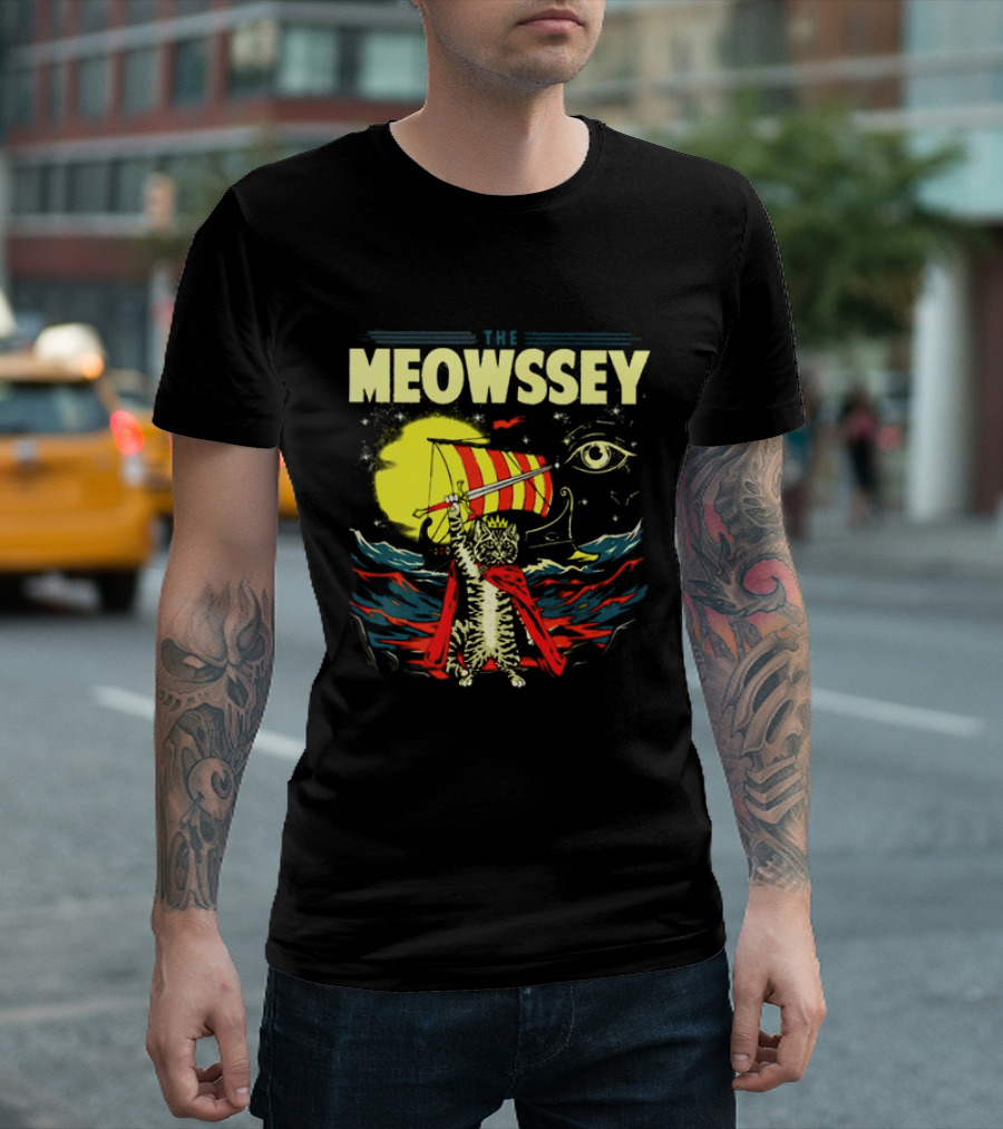 The Meowssey Vintage Odyssey Cat With Eye And Stripes T-Shirt