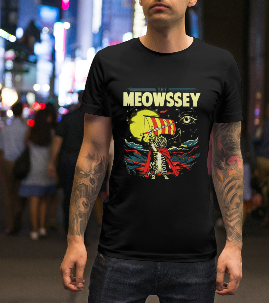 The Meowssey Vintage Odyssey Cat With Eye And Stripes T-Shirt