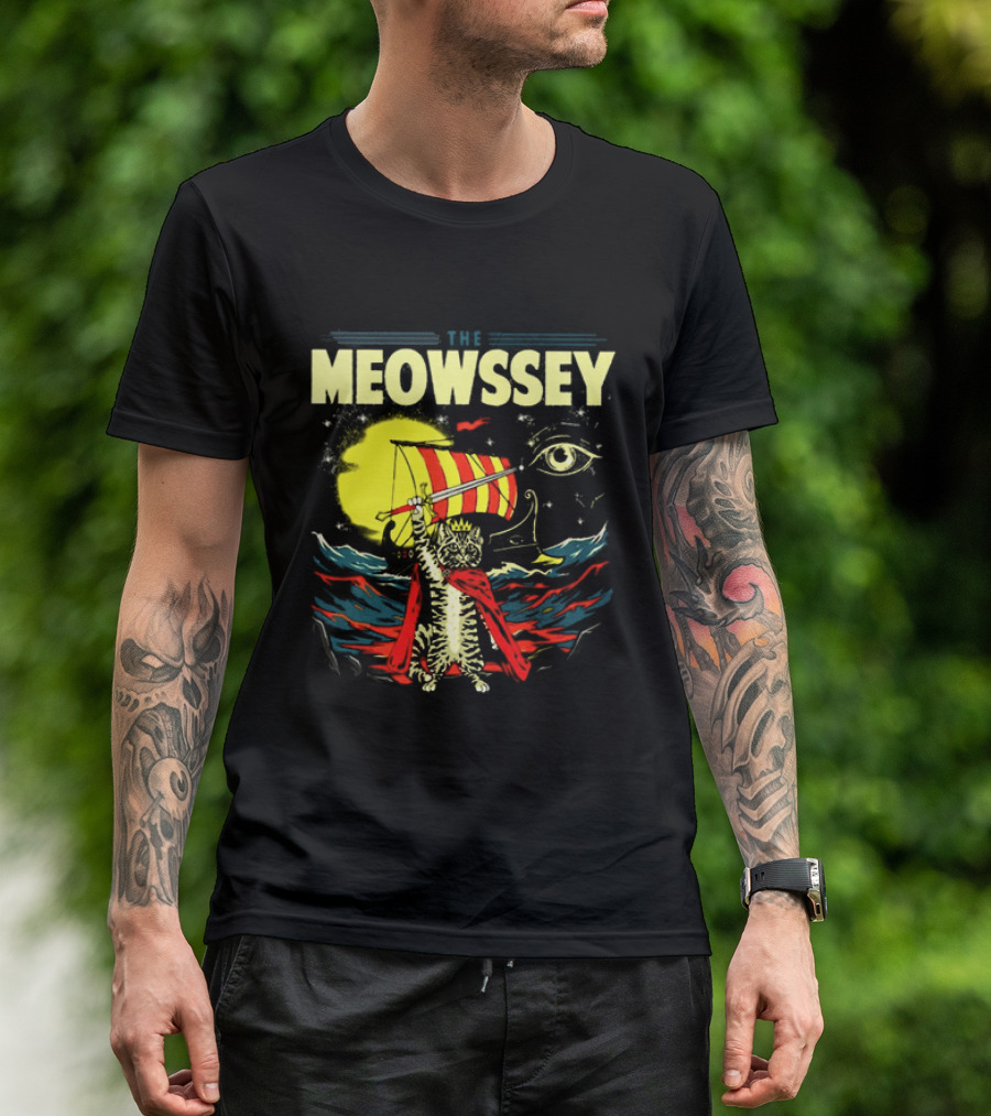 The Meowssey Vintage Odyssey Cat With Eye And Stripes T-Shirt