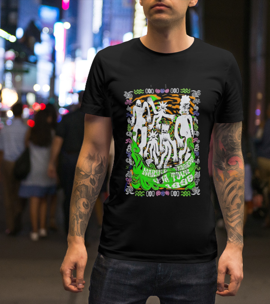 Marine Records 1996 USA Tour Alternative Rock Silhouette Art Psychedelic T-Shirt