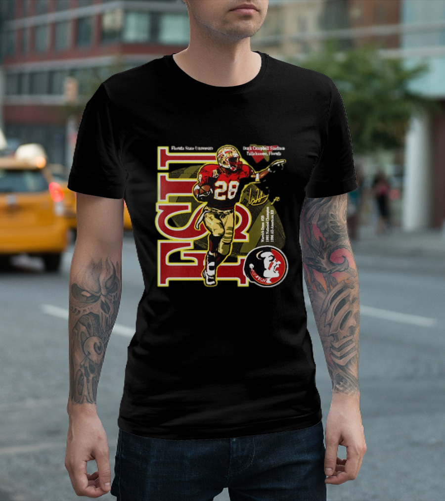 Warrick Dunn Florida State Seminoles 28 Doak Campbell Stadium Tallahassee Florida T-Shirt