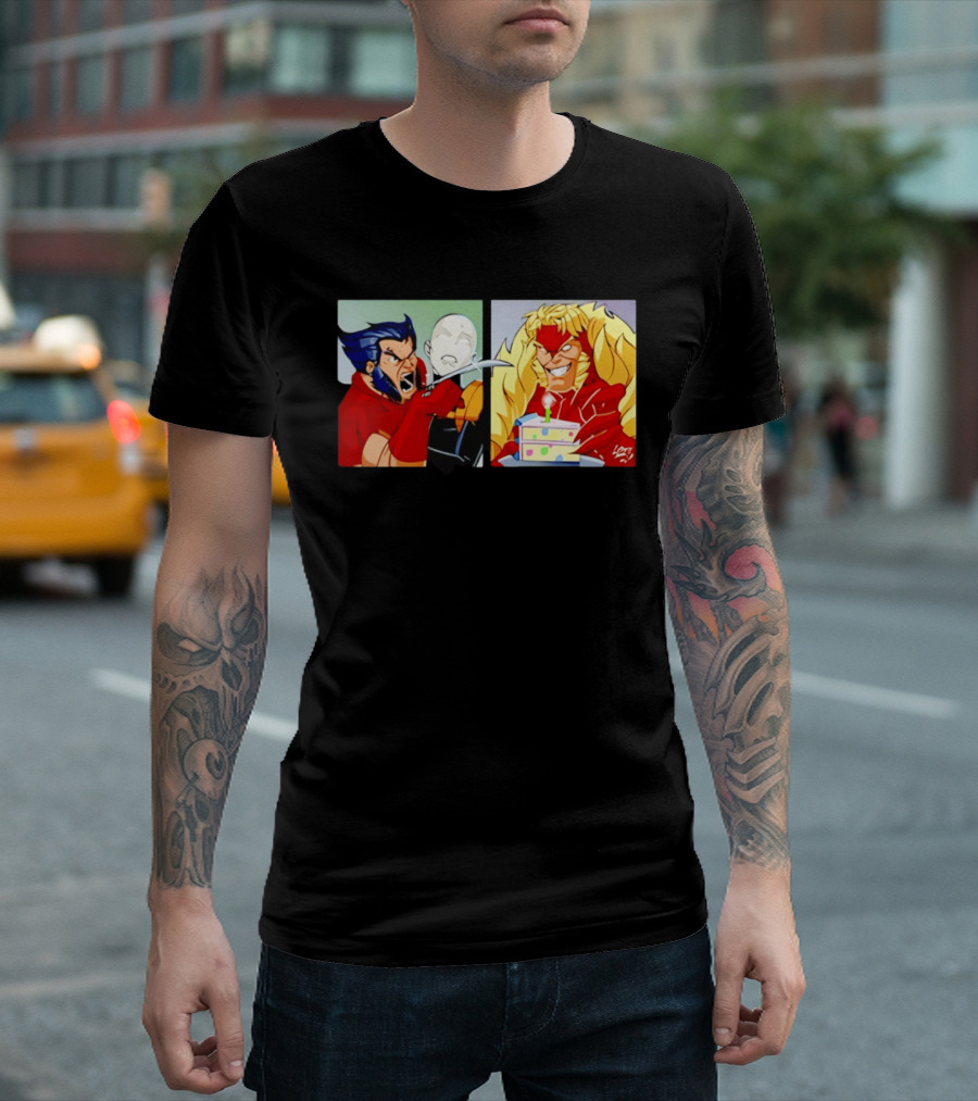 Wolverine And Morph Shouting At Sabretooth Birthday Cake Meme T-Shirt