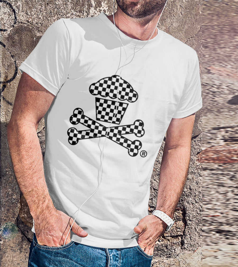 Checkered Cupcake Skull And Crossbones T-Shirt